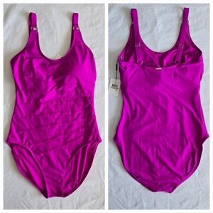 CALVIN KLEIN 'STARBURST' SWIMSUIT/BATHING SUIT ONE PIECE FUSHCIA WOMENS (12)